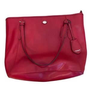 Coach New York Red Tote Bag Silver Hardware classy